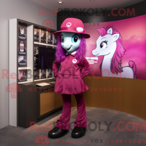 Magenta Mare mascot costume...