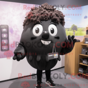 Fantasia de mascote Batata Preta com moletom e presilhas de cabelo - Mascotes de batata - REBROKO_305937 - RedBrokoly.com