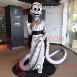 Silver Snake mascot costume...