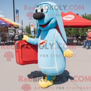 Sky Blue Hot Dogs mascot...