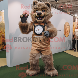 Tan varulv maskot kostume...