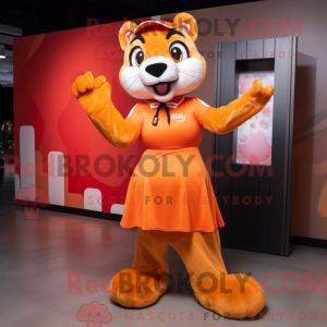 Orange Puma mascot costume...