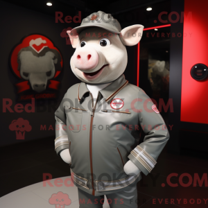 Grå gris maskot...