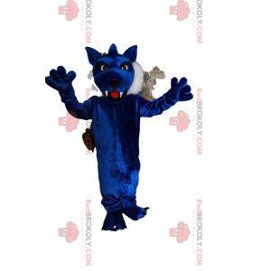 Mascot blue wolf with beautiful fur. Wolf costume