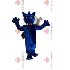 Mascot blue wolf with beautiful fur. Wolf costume