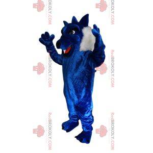 Lobo mascote azul com pele bonita. Fantasia de lobo