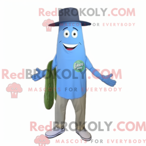 Blå asparges maskot kostyme...
