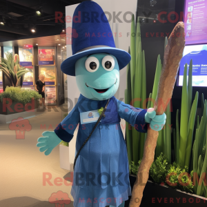 Blå asparges maskot kostyme...