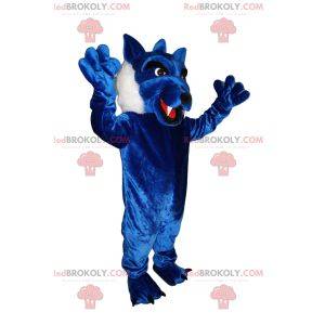 Mascotte de loup bleu avec une belle fourrure. Costume de loup