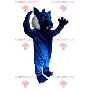 Mascotte lupo blu con una bella pelliccia. Costume da lupo