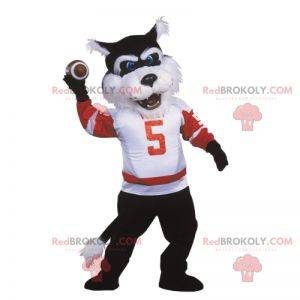 Buy Mascots Costumes in UK - Wolf Plush Mascot Wearing Red Sports