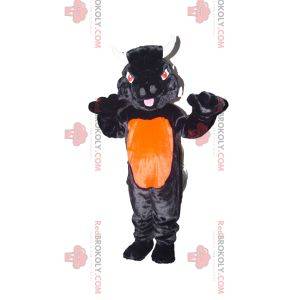Black and orange bull mascot with red eyes