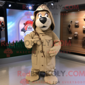 Fantasia de mascote de Aglet bege com parca e brincos - Mascotes Aglet - REBROKO_306149 - RedBrokoly.com