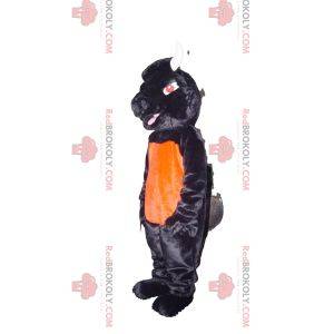 Black and orange bull mascot with red eyes