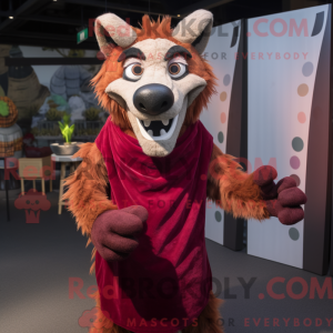 Maroon hyæne maskot kostume...