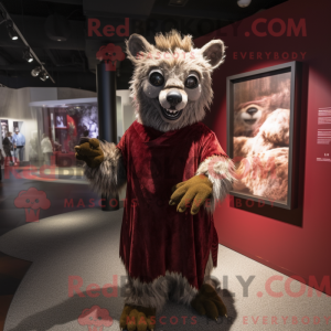 Maroon hyæne maskot kostume...