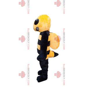 Mascota de avispa amarilla y negra agresiva. Disfraz de avispa