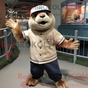 Beige Otter-mascottekostuum...
