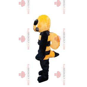 Aggressive yellow and black wasp mascot. Wasp costume