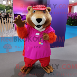 Magenta Capybara mascot...