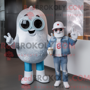 Sølv iskrem maskot kostyme...