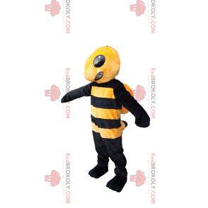 Aggressive yellow and black wasp mascot. Wasp costume