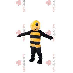 Mascotte de guêpe jaune et noire agressive. Costume de guêpe