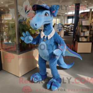 Blå Parasaurolophus maskot...