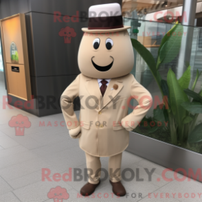 Fantasia de mascote de pimenta bege com paletó e abotoaduras - Mascotes pimentão - REBROKO_306365 - RedBrokoly.com