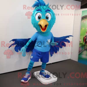 Blue Peacock maskot kostyme...