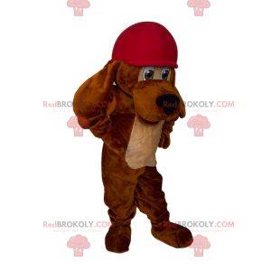 Long-eared dog mascot with cap