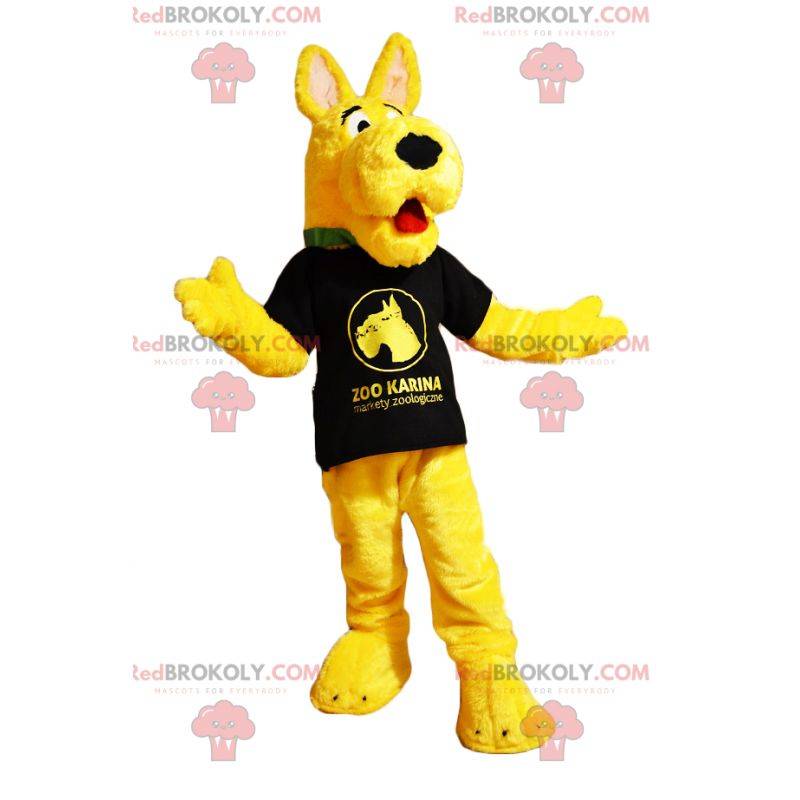 Mascotte de personnage - Chien jaune en teeshirt