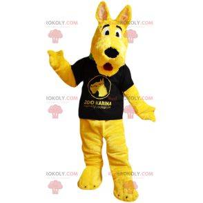 Charakter Maskottchen - Gelber Hund in einem T-Shirt