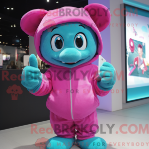 Cyan Pink maskot kostume...