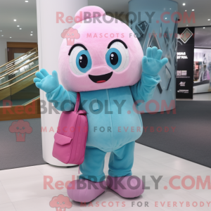Cyan Pink maskot kostume...