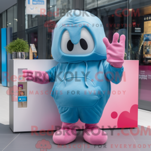 Cyan Pink mascot costume...