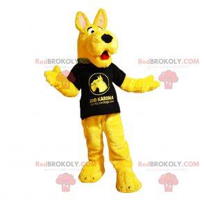 Karaktärsmaskot - Gul hund i en t-shirt