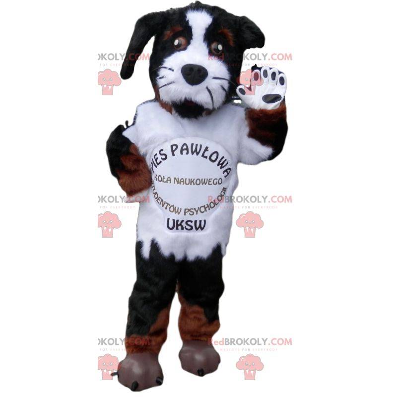 Aggressive black and white dog mascot
