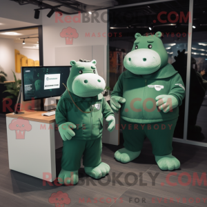 Mascotte d hippopotame vert...