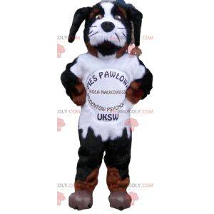 Aggressive black and white dog mascot