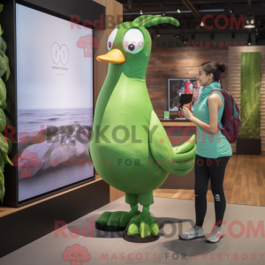 Grøn Quail maskot kostume...