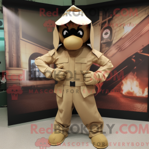 Tan Commando maskot kostume...