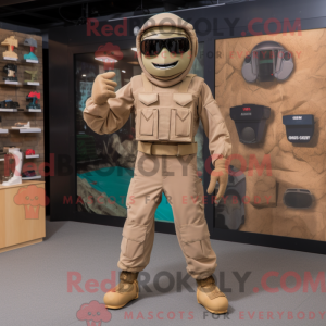Tan Commando maskot kostume...