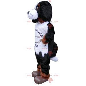 Aggressive black and white dog mascot