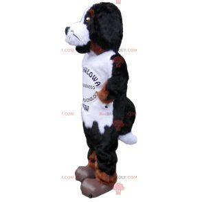 Aggressive black and white dog mascot