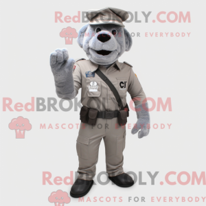 Grå Commando maskot kostume...