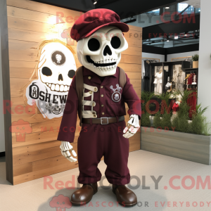 Maroon Skull mascot costume...