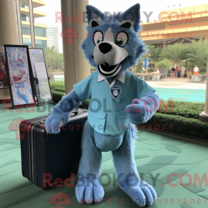 Sky Blue Wolf maskot...