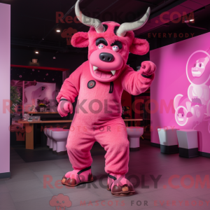 Rosa Minotaurus Maskottchen...