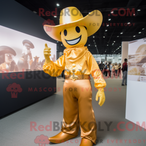 Gold Cowboy mascot costume...
